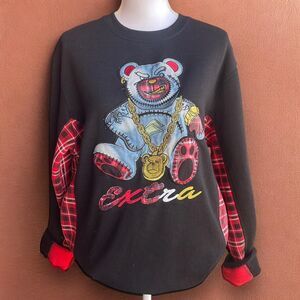 Black & Red Plaid Extra Teddy Bear Crewneck